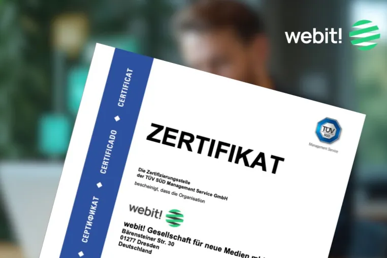 Bild: webit! nach ISO/IEC 27001:2022 zertifiziert