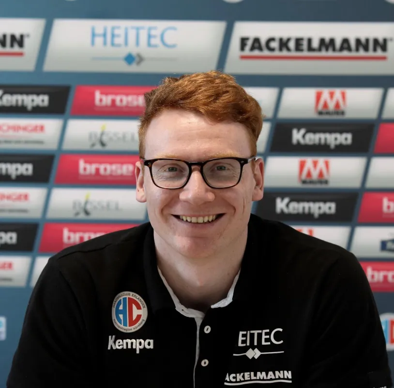 (HJKrieg, Erlangen) HC Erlangen-Spieler Nicolai Therilinger freut sich auf die Rhein-Neckar Löwen