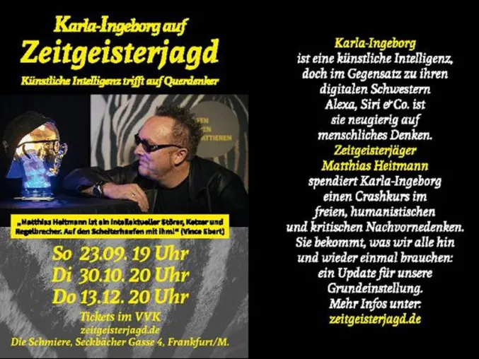 Bild: Bühne frei für künstliche Intelligenz: „Karla-Ingeborg auf Zeitgeisterjagd“