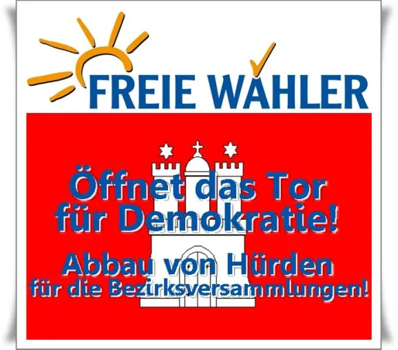 Bild: FREIE WÄHLER Hamburg mitbegründen Bündnis gegen 3%-Hürde bei Kommunalwahlen