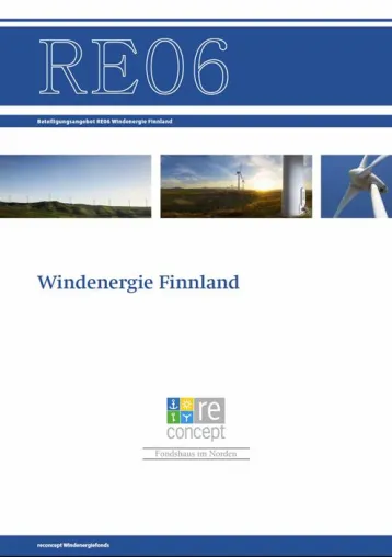 Bild: Vertriebsstart für das Beteiligungsangebot „RE06 Windenergie Finnland“