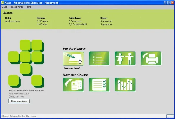Bild: Klausurenkorrektur in der Hälfte der Zeit. KLAUS, die neue Software für Dozentinnen und Dozenten