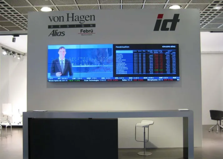 Bild: ict auf der EBIF 2007, Frankfurt/Main: Digital Signage Lösungen für Banken und Versicherungen