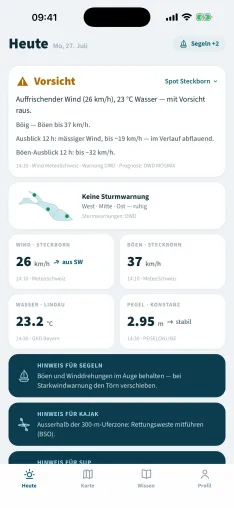Bild: Ein See, drei Länder, sieben Sportarten: App bündelt Sturmwarnungen für den Bodensee