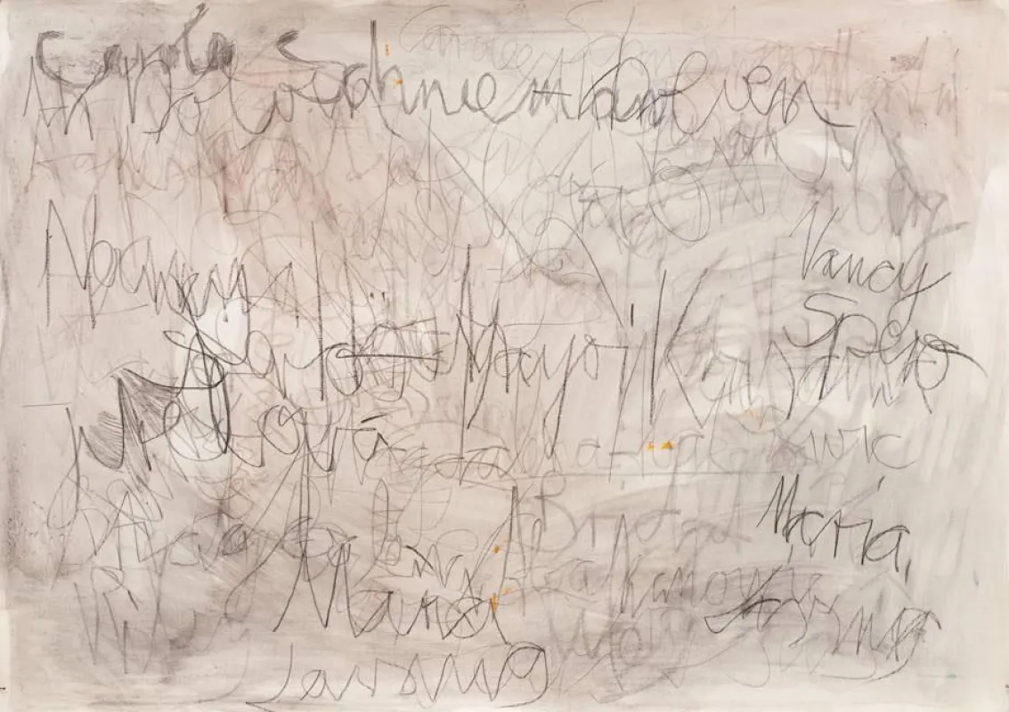 hommage · 2012 · Bleistift, Kreide, Pastell auf Papier · 84 x 119 cm