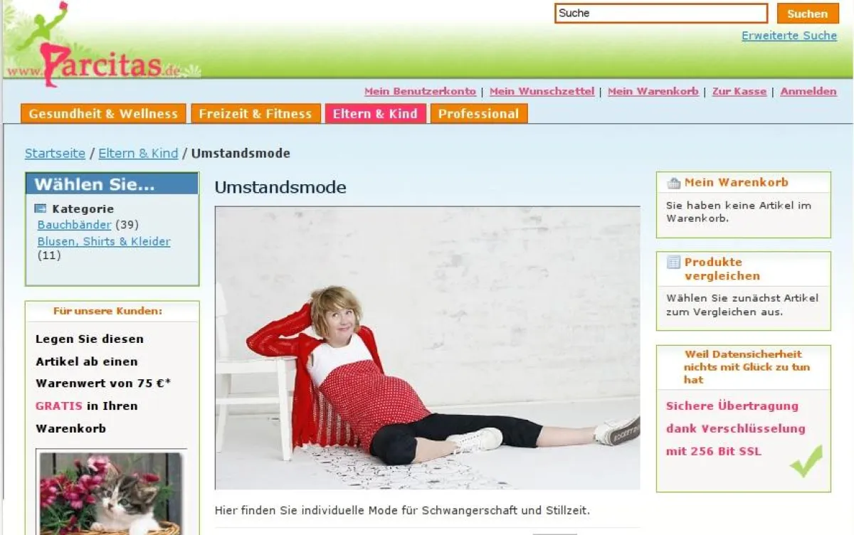 Screenshot von Parcitas.de