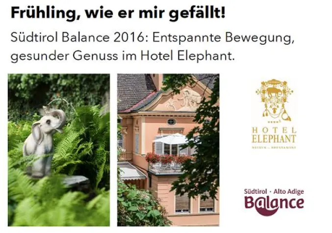 Bild: Hotel Elephant: Auch 2016 Partner bei "Südtirol Balance"