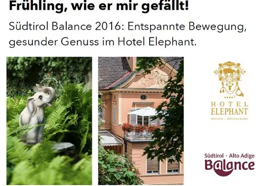 Bild: Hotel Elephant: Auch 2016 Partner bei "Südtirol Balance"