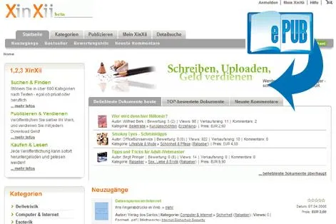 Bild: XinXii schaltet Plattform für ePub-Format frei - Ab sofort auch Up- & Download von eBooks für mobile Endgeräte