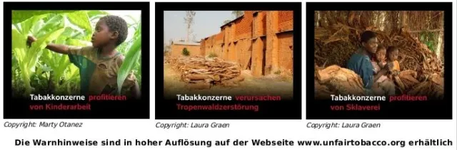 Bild: Weltnichtrauchertag - Warnhinweise zeigen Kinderarbeit