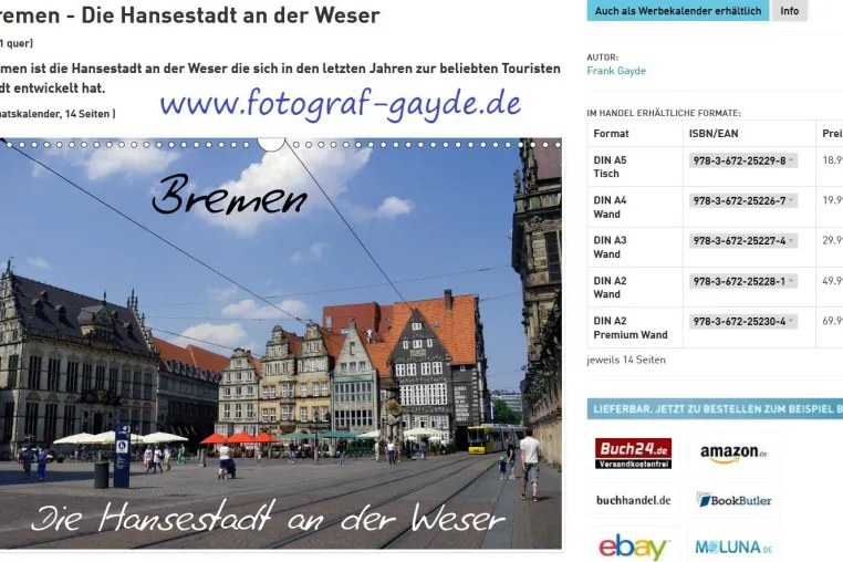Bild: Kalender 2021 Bremen - Die Hansestadt an der Weser
