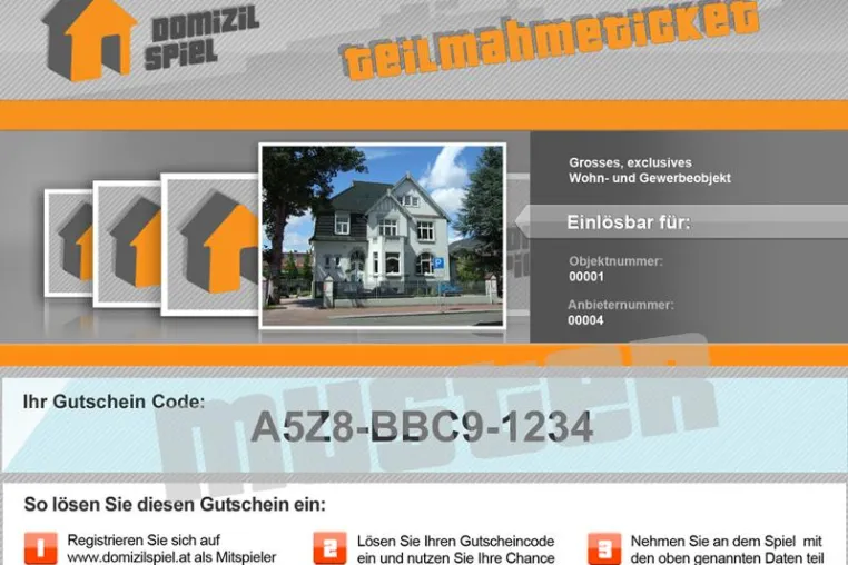 Bild: Neue Gutscheinfunktion bei Domizilspiel – Kostenlos registrieren und gewinnen