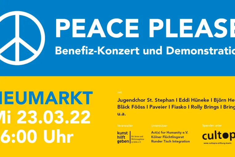 Bild: Kölner Friedensversammlung PEACE PLEASE für Ukraine-Kriegsopfer & Flüchtlinge 