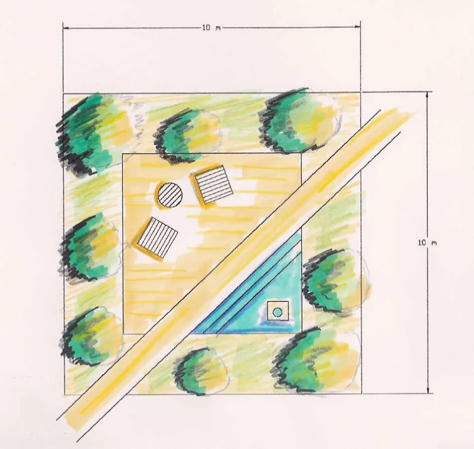 Entwurfsskizze der Hamburger Gartenarchitektin Vera vom Kothen