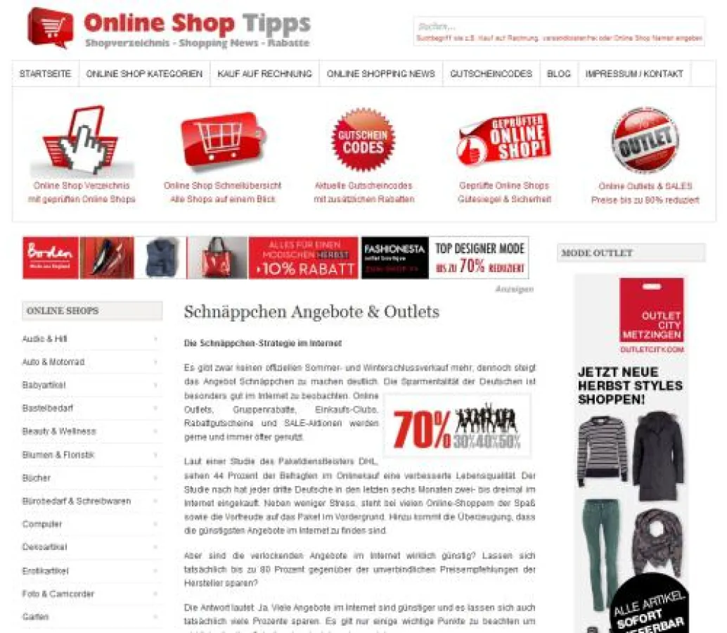 Online Shops locken mit Schnäppchenpreisen & Gutscheincodes