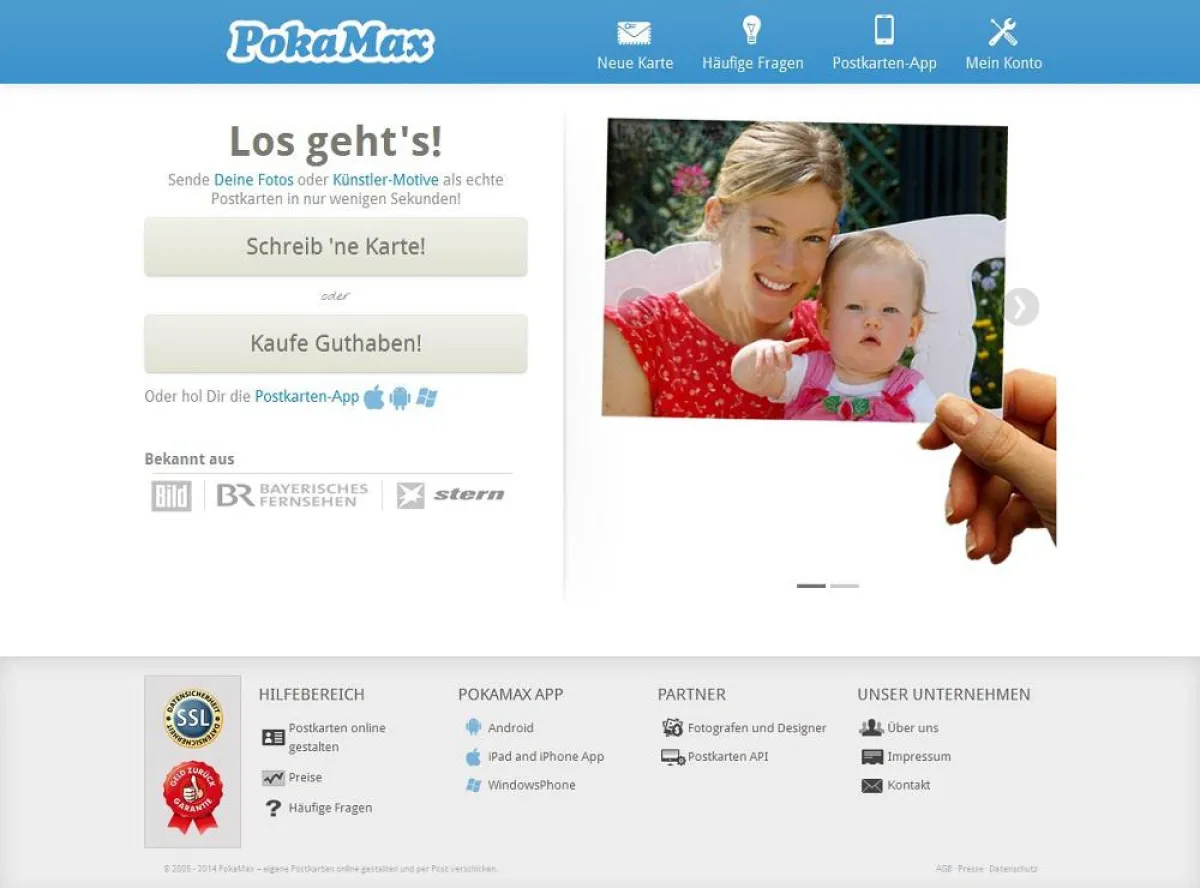 PokaMax, der Onlinedienst zum designen, beschriften und versenden echter Postkarten