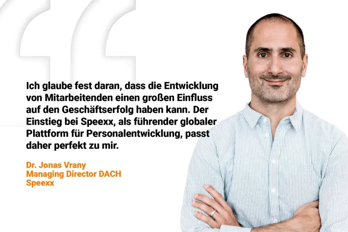 Bild: HR Tech & L&D Leader Dr. Jonas Vrany wird zum Managing Director der DACH-Region bei Speexx ernannt