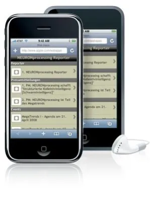 Bild: Der NEURONprocessing Reporter erstmals auf dem iPhone und iPod touch