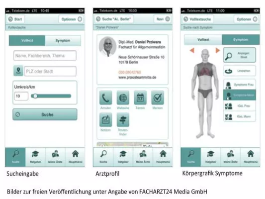 Bild: Mit der Arztfinder-App von FACHARZT24 jetzt auch mobil den passenden Arzt finden