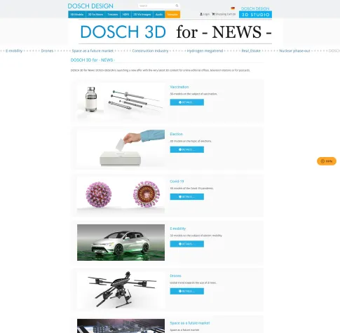 Bild: 3D for News – DOSCH DESIGN bietet topaktuelle 3D-Inhalte für Redaktionen, Fernsehsender oder Podcasts