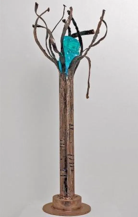 Skulptur/Stehlampe mit Glas