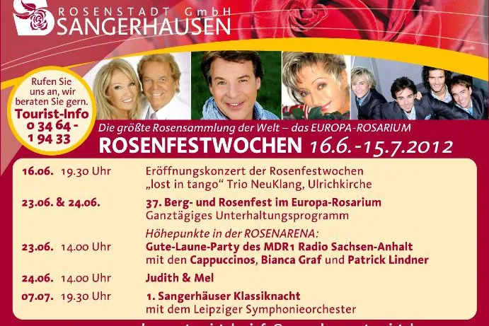 Berg- und Rosenfestwochen 2012 im Europa-Rosarium Sangerhausen Bild: Berg- und Rosenfestwochen 2012 im Europa-Rosarium Sangerhausen