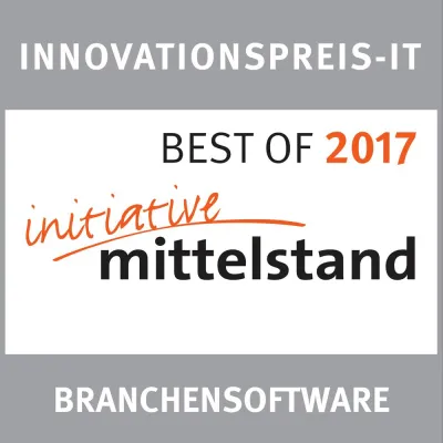 Bild: roompad ausgezeichnet als „Best of 2017“ des INNOVATIONSPREIS-IT der Initiative Mittelstand