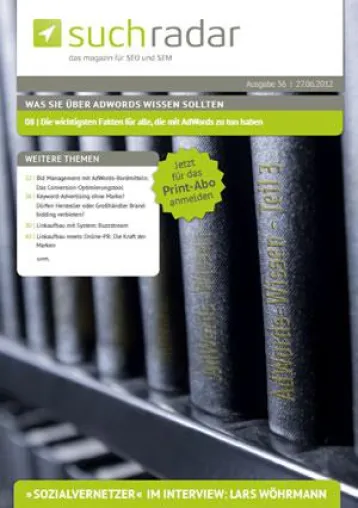 Bild: SEO-Magazin suchradar als Print-Ausgabe aus der Online-Druckerei