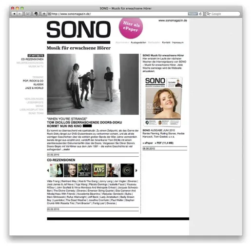 Bild: Musikmagazin SONO ab sofort online mit neuem Auftritt.