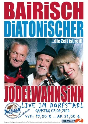 Bild: Bairisch Diatonischer Jodelwahnsinn - live im Dorfstadl Buttlerhof in Tutzing/Traubing am 02.04.2016