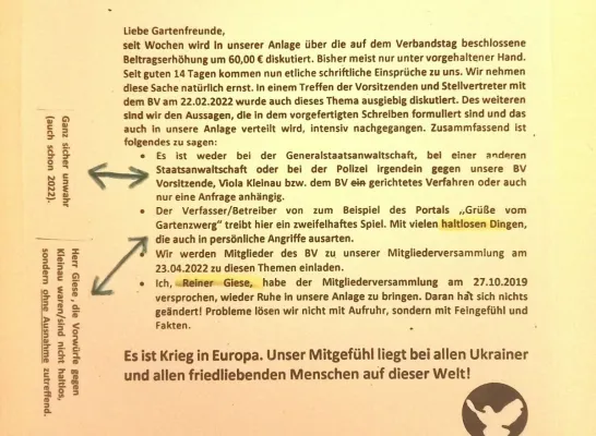 Bild: Ehrenhafte Kehrtwende beim Skandal-Bezirksverband der Gartenfreunde Pankow auch aktuell nicht in Sicht.  