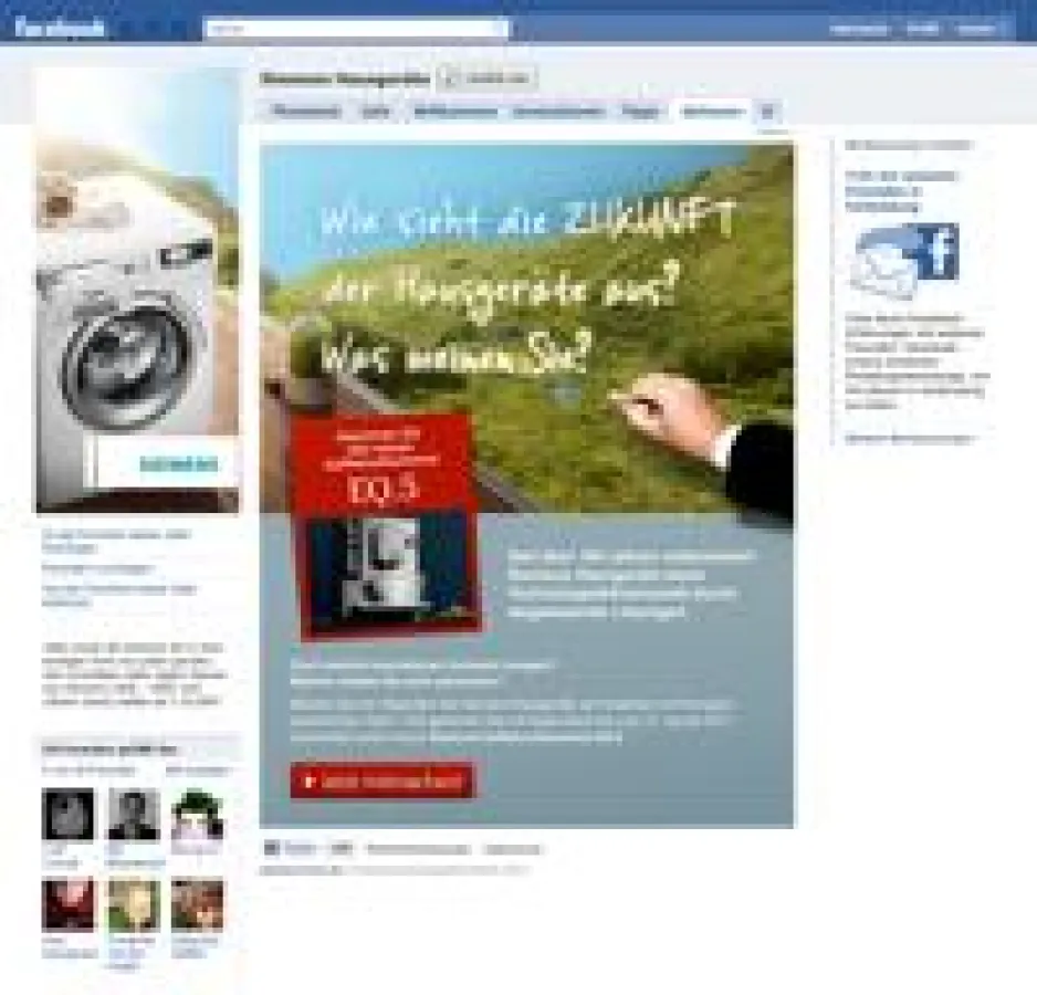 Siemens Facebook Page mit Applikation