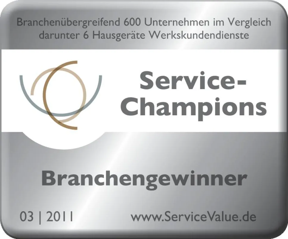 Gütesiegel Service-Champions - Bosch Werkskundendienst ist Branchengewinner