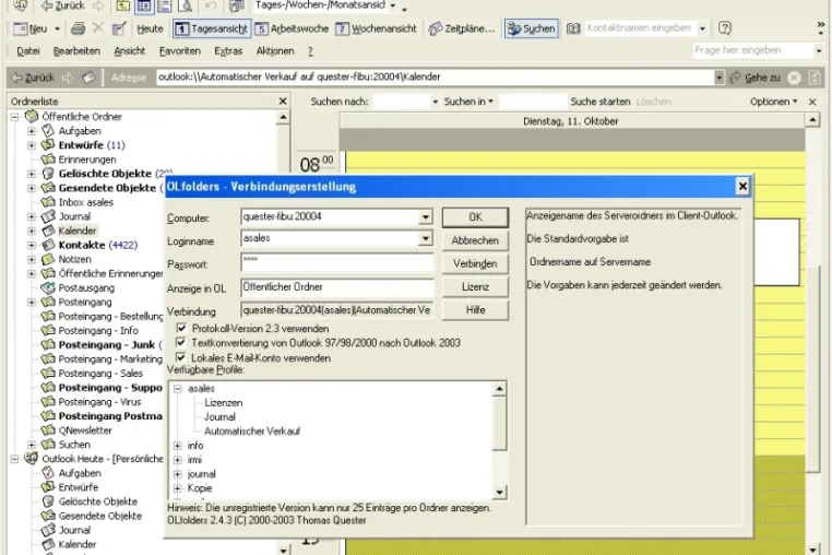 OLfolders 2005 für Outlook-Netzwerke: Outlook im Team gemeinsam nutzen Bild: OLfolders 2005 für Outlook-Netzwerke: Outlook im Team gemeinsam nutzen