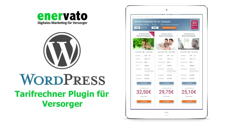 Neues Wordpress PlugIn für Stadtwerke Tarifrechner Bild: Neues Wordpress PlugIn für Stadtwerke Tarifrechner