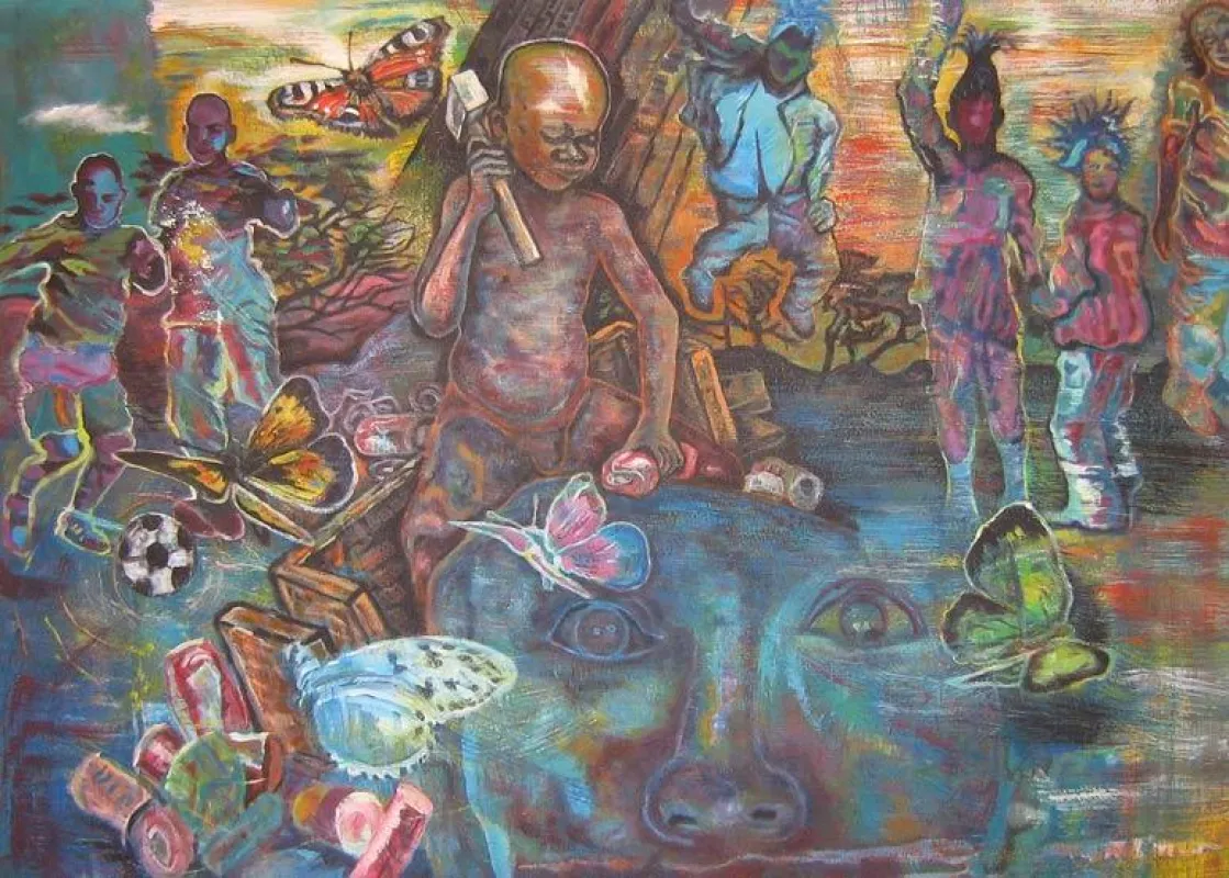 Die Metamorphose, Mischtechnik auf Leinwand, 100 x 140 cm, 2011