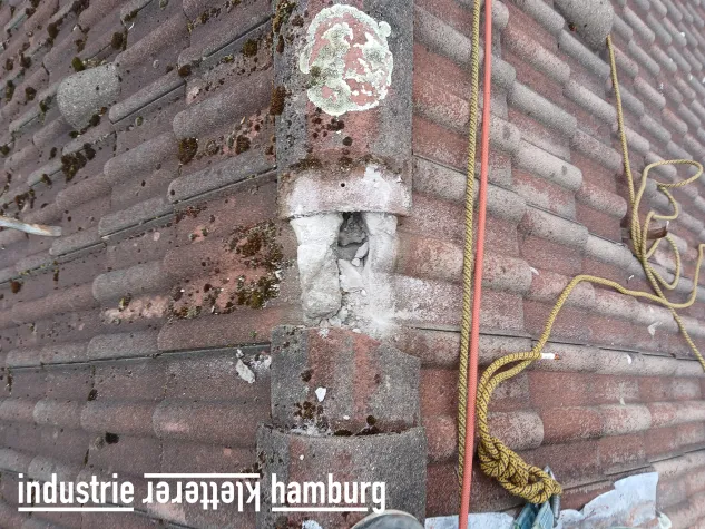 Bild: Industrie Kletterer Hamburg, gerüstlose Dachreinigung und Leckageortung aus einer Hand