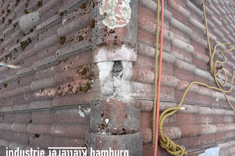 Bild: Industrie Kletterer Hamburg, gerüstlose Dachreinigung und Leckageortung aus einer Hand
