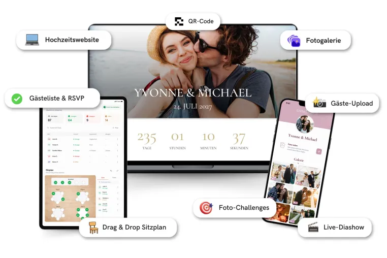 Bild: EHEMOMENTE erweitert Hochzeitsplattform um digitales Gästemanagement und smarte Foto-Tools