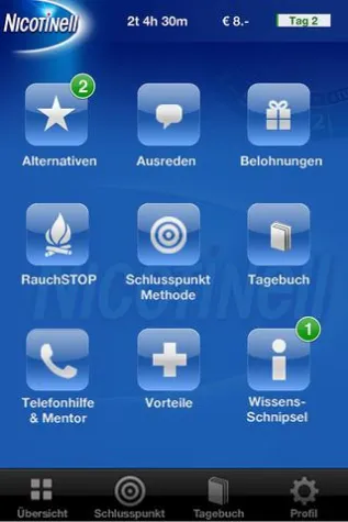Nicotinell Rauchstopp Mobile App Bild: Nicotinell Rauchstopp Mobile App