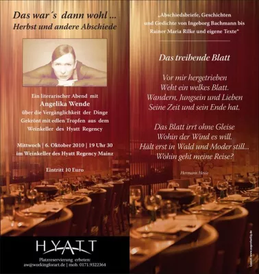 Bild: Angelika Wende liest im Hyatt Regency in Mainz