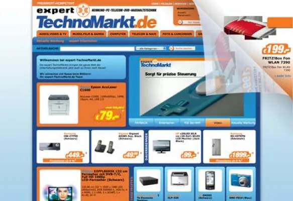 Bild: Der Online-Shop der Experten: expert TechnoMarkt präsentiert mehr als 75.000 Produkte im Internet