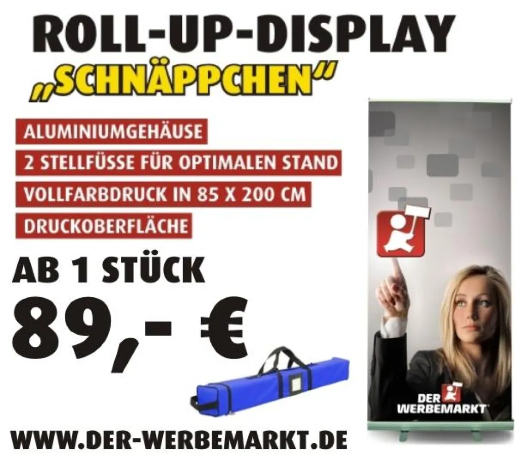 Roll-Up-Display inklusive Druck für nur 89,- ?
