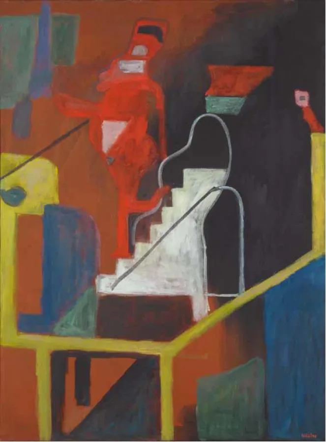 Abb.: Wolfgang Leber. Akt, eine Treppe hinabsteigend, 2013, Öl auf Leinwand, 135 x 100 cm © Ilona Ri