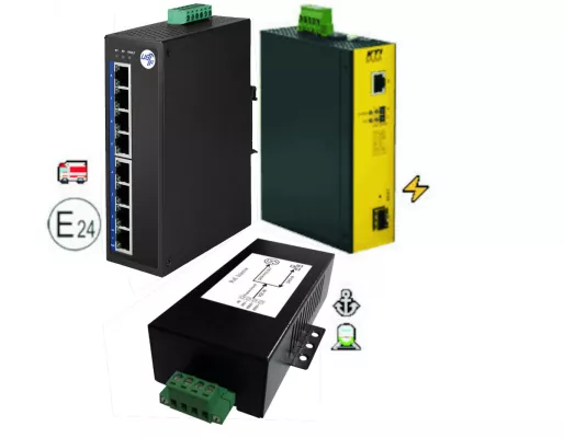 Zertifizierte PoE PSE (Einspeisung) für Fahrzeuge im Straßenverkehr, Bahn, Seeschifffahrt und Umspannwerke Bild: Zertifizierte PoE PSE (Einspeisung) für Fahrzeuge im Straßenverkehr, Bahn, Seeschifffahrt und Umspannwerke