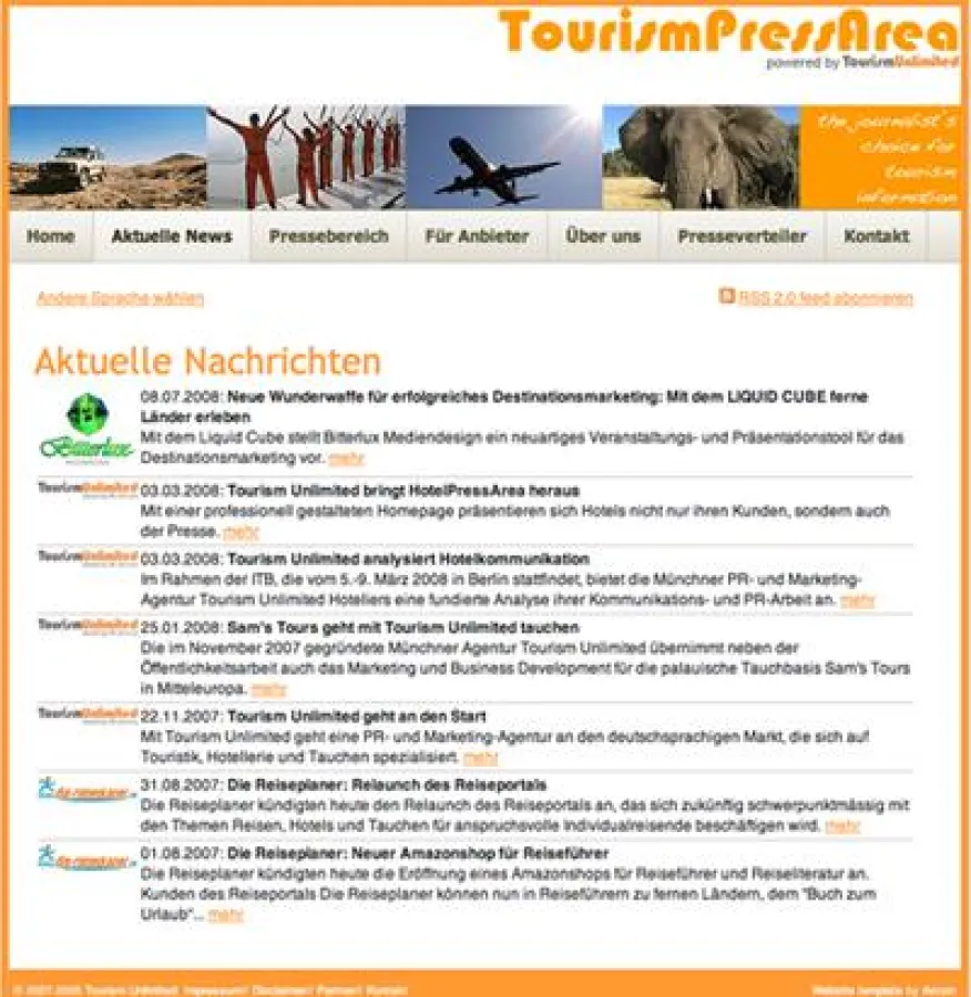 Screenshot TourismPressArea