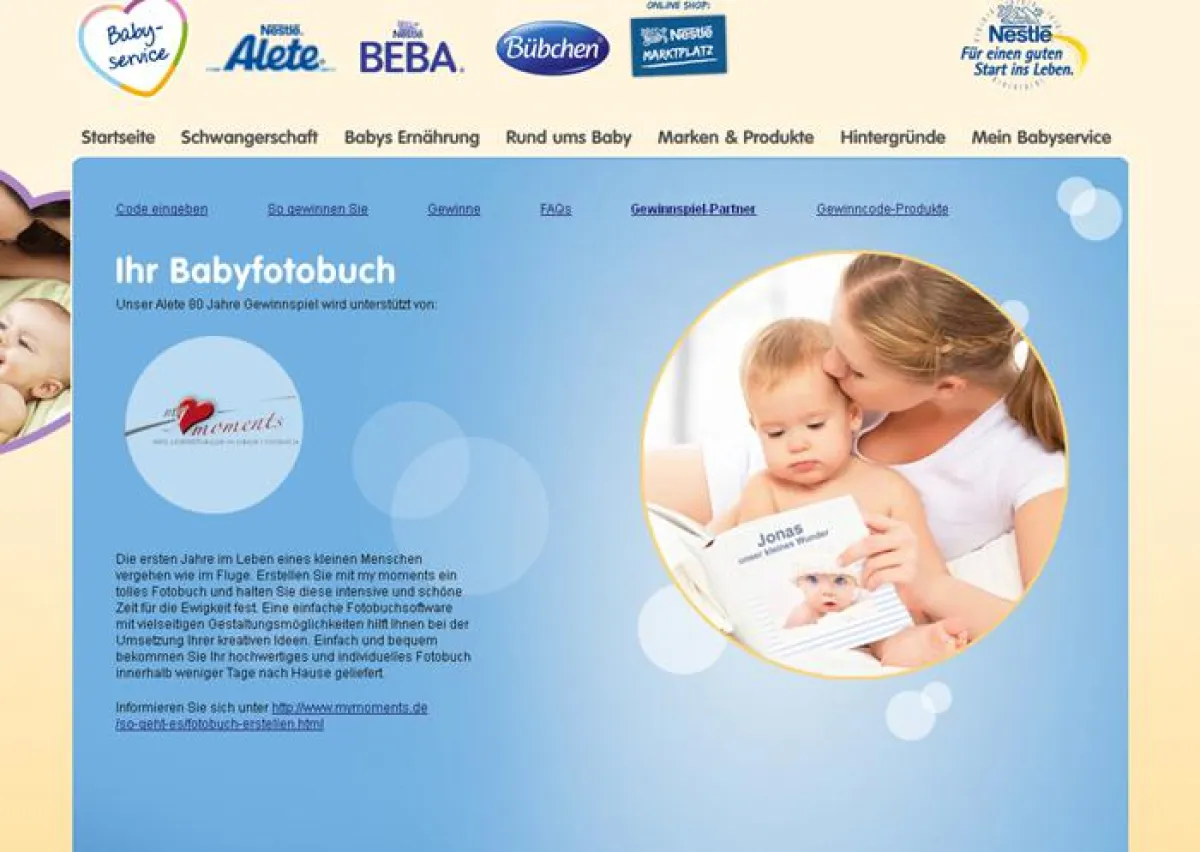 my moments stiftet Fotobücher für Alete-Gewinnspiel