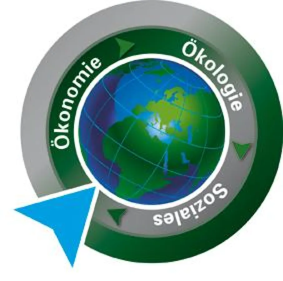 Nachhaltigkeitslogo symbolisiert verantwortungsvolles Handeln bei decor metall