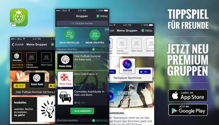 mobivention rüstet erfolgreiche „Tippspiel für Freunde“-App für die EM 2016 Bild: mobivention rüstet erfolgreiche „Tippspiel für Freunde“-App für die EM 2016