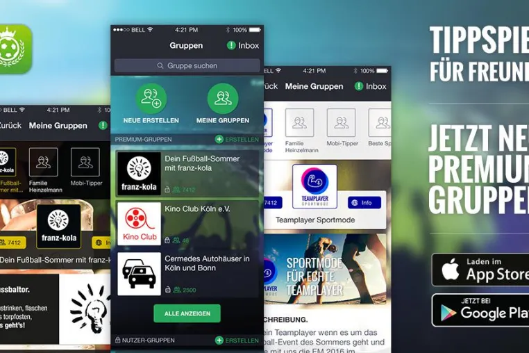 mobivention rüstet erfolgreiche „Tippspiel für Freunde“-App für die EM 2016 Bild: mobivention rüstet erfolgreiche „Tippspiel für Freunde“-App für die EM 2016